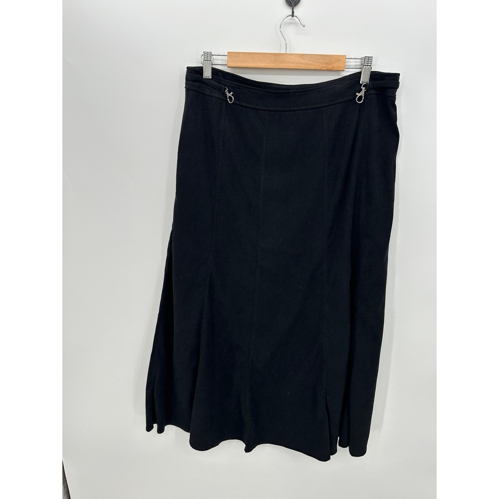 Black Faux Suede Maxi Skirt Sz L Goth Grunge Dark Whimsigoth Celestial Witchy
